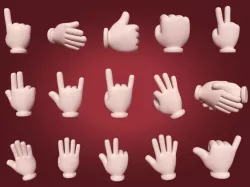 Hand Emoji Signs - Icons Pack Low-poly 3D model