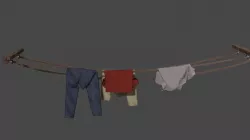Hanging cloths on rope Low-poly 3D model