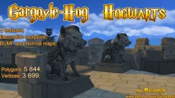Hogwarts Stone Hog with small wings - gargoyle - 3d Sculpture Low-poly 3D model