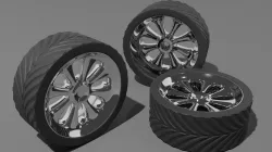 Hot rod chrome wheel Low-poly 3D model
