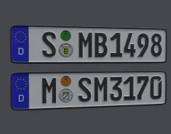 License Plate Germany EU Low-poly 3D model