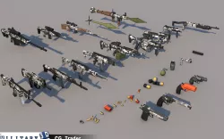 Lowpoly Militray Weapon Colection Pack  3D Model Low-poly 3D model