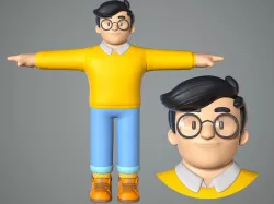 Male cartoon character Bob 3D model