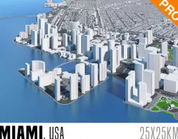 Miami City Florida Low Poly 3d model Stylized VR AR Town Low-poly 3D model