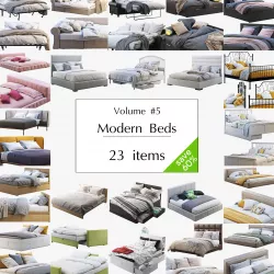 Modern Beds set 23 items 3D model