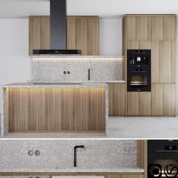 Modern kitchen with island and Miele appliance  3D model
