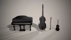 Musical instruments Low-poly 3D model