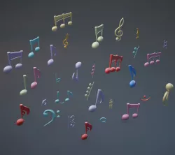 musical notes cartoon 3D model