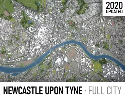 Newcastle upon Tyne - city and surroundings Low-poly 3D model