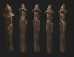 Next Gen AAA Slavic Wooden Medieval Settlement Totem Statue Low-poly 3D model