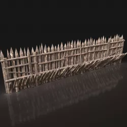 Next Gen AAA Wooden Palisade Walls Low-poly 3D model