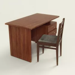 Old table and chair Low-poly 3D model