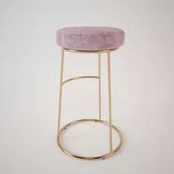 pink velvet stool gold  3D model