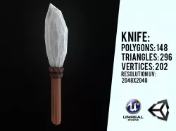 Primitive Stone Knife Low-poly 3D model
