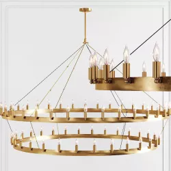 RH CAMINO VINTAGE CANDELABRA 2-TIER CHANDELIER 71 Brass 3D model