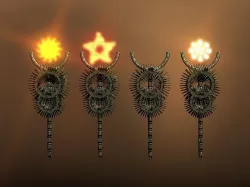 Rising Suns magic wands collection Low-poly 3D model