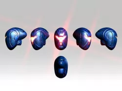 Robot Face Helmet Low-poly 3D model