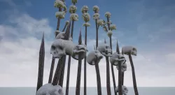 Skulls On Spikes and stakes Low-poly 3D model