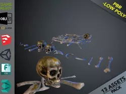 Skulls1 Infected Alien Bones Low-poly 3D model