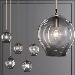 Small Bubble Pendant Vintage Brass and Gray Glass 3D model