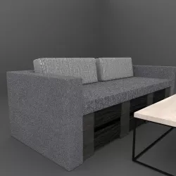 Strict sofa and table 3D model