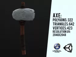 Stylized Primitive Axe Low-poly 3D model