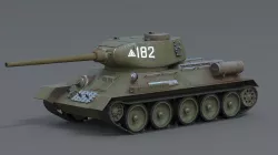 T-34-85 soviet ww2 tank 3D model
