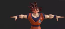 T pose character dragonball son goku Low-poly 3D model