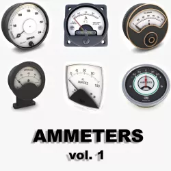 Vintage analog ammeters collection vol1 3D model