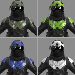 VX600 Sci-fi Soldier Mid-poly 3D model Low-poly 3D model