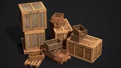 Wooden Crate and Container Packed Low-poly 3D model