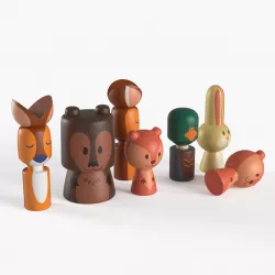 Wooden forest toy animals 3D model