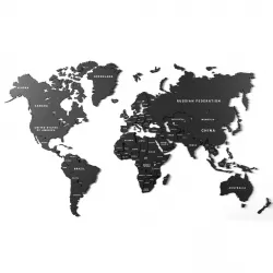 Wooden panel - world map 3 3D model
