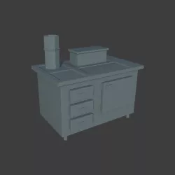 Wooden Table Drawer Low-poly 3D model