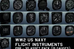 WW2 US NAVY FLIGHT INSTRUMENTS - ASSET PACK Low-poly 3D model