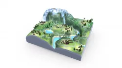 3D Town Terrain Model - Hilly Contour