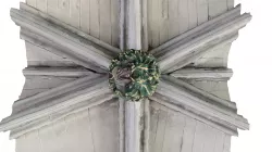 Acanthus-leaf and grotesque boss C13th*