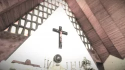 Altar with sculpture of Jesus on cross