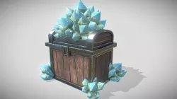 Animated loot chest with battle axe / game ready