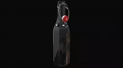 Bottle with bracket closure open