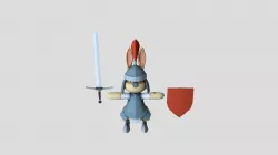 Bunny Knight cartoon model low poly