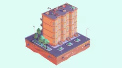 Cartoon Low Poly New York Street House