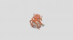Cartoon Octopus Take A Tea Bath