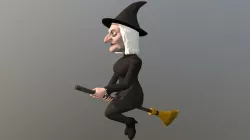 Cartoony witch rigged animated game character