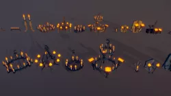 Chandeliers and Candles ( Low Poly )