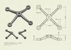 4-1 Way Spider Fitting, Point Fixed