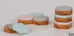 Hexagonal pastel boxes 3D model