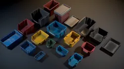Storage Plastic Crates - Game ready props Low-poly  3D model