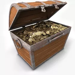 Treasure chest with gold 3D model