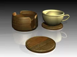 Wooden coasters under cups